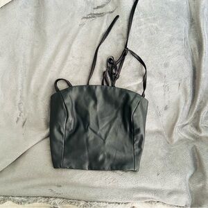 Garage Black Faux Leather Top